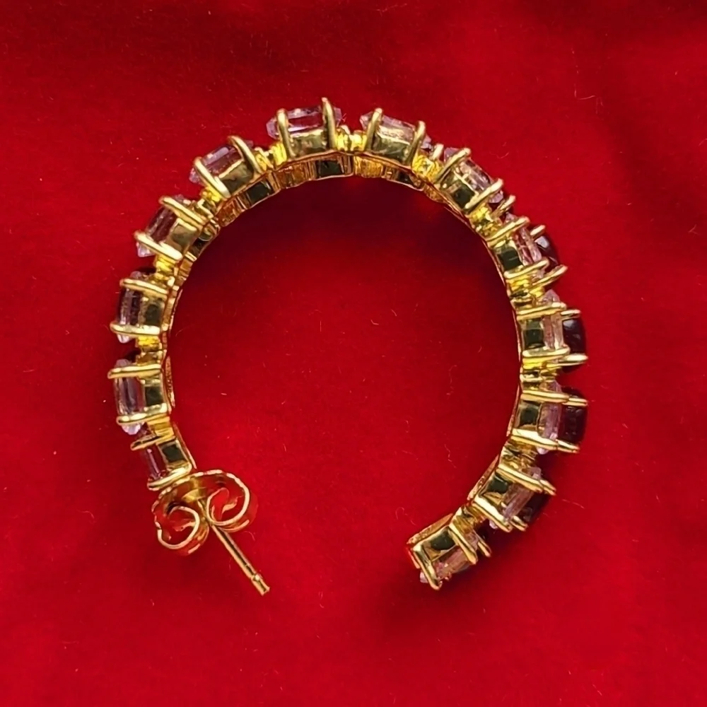 Bounkit Magaly Hoop Earrings, Amethyst | Garnet | Goldtone, NWT